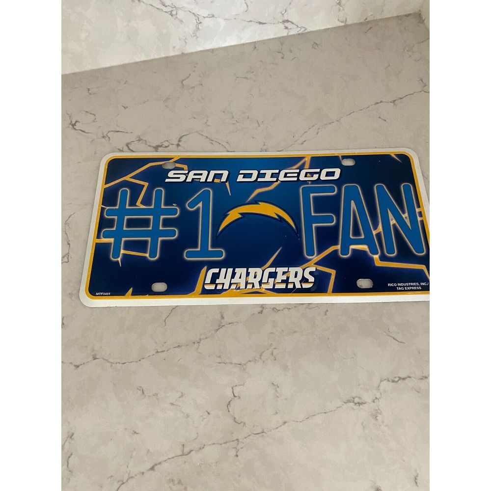 NFL San Diego Chargers #1 Fan Decorative License Plate By Rico Industries